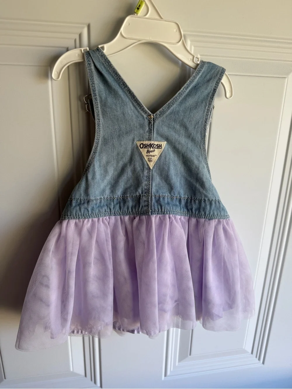 OshKosh B'Gosh denim overall dress w/ tulle tutu & embroidered unicorn size 18m